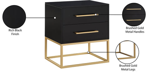 Florence 22" Black Wood Veneer And Iron Nightstand, 1 Piece