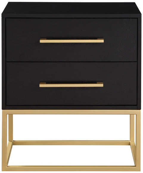 Florence 22" Black Wood Veneer And Iron Nightstand, 1 Piece