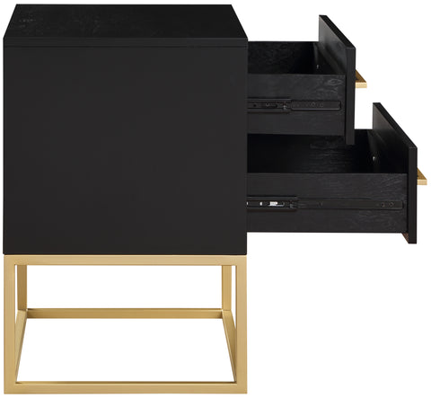 Florence 22" Black Wood Veneer And Iron Nightstand, 1 Piece