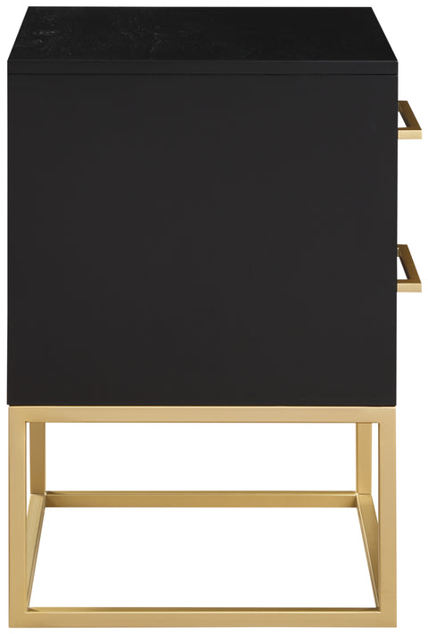 Florence 22" Black Wood Veneer And Iron Nightstand, 1 Piece