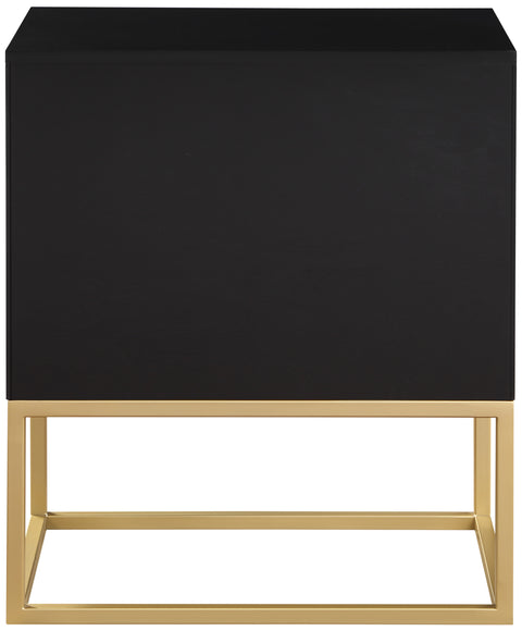 Florence 22" Black Wood Veneer And Iron Nightstand, 1 Piece