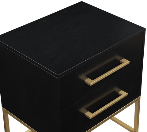Florence 22" Black Wood Veneer And Iron Nightstand, 1 Piece