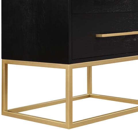 Florence 22" Black Wood Veneer And Iron Nightstand, 1 Piece