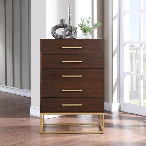 Florence Brown Wood Veneer And Iron Chest, 1 Piece