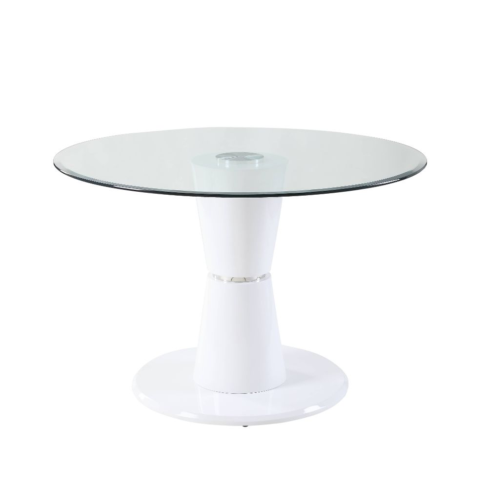 jason coffee table, clear glass & white high gloss finish