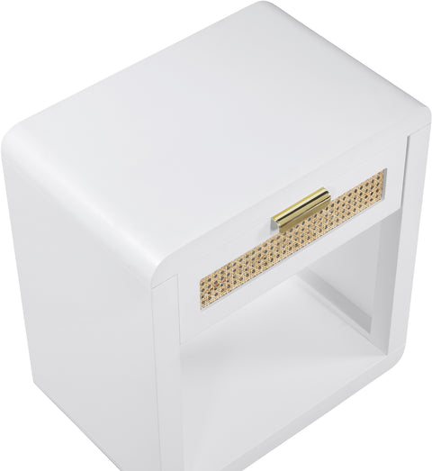 Florence 24" White Poplar Wood And Natural Cane Nightstand, 1 Piece