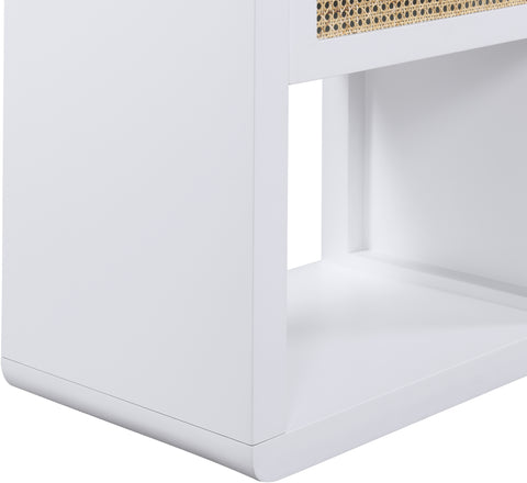 Florence 24" White Poplar Wood And Natural Cane Nightstand, 1 Piece