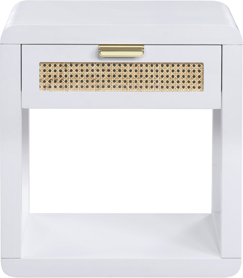 Florence 24" White Poplar Wood And Natural Cane Nightstand, 1 Piece