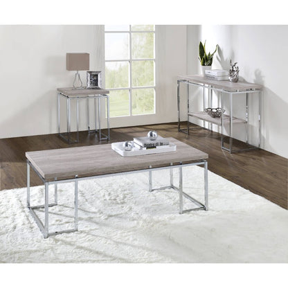 Jason Chafik Coffee Table, Natural Oak & Chrome Finish