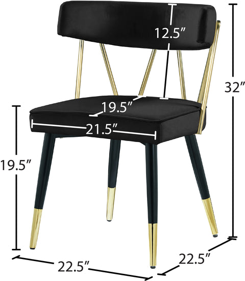 Lennox Black Velvet Upholstered Dining Chair, 2-Piece