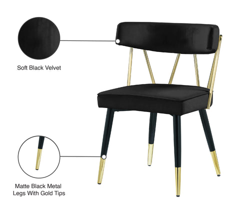 Lennox Black Velvet Upholstered Dining Chair, 2-Piece