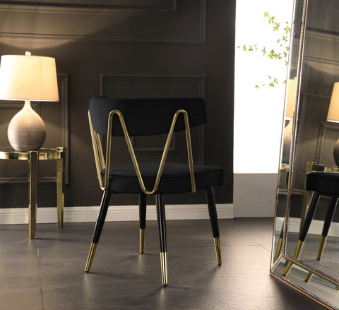Lennox Black Velvet Upholstered Dining Chair, 2-Piece