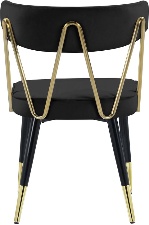 Lennox Black Velvet Upholstered Dining Chair, 2-Piece