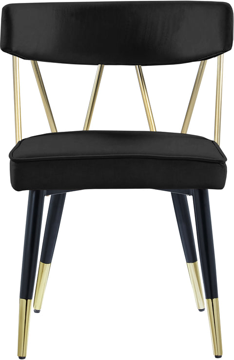Lennox Black Velvet Upholstered Dining Chair, 2-Piece