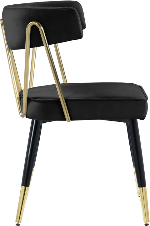 Lennox Black Velvet Upholstered Dining Chair, 2-Piece