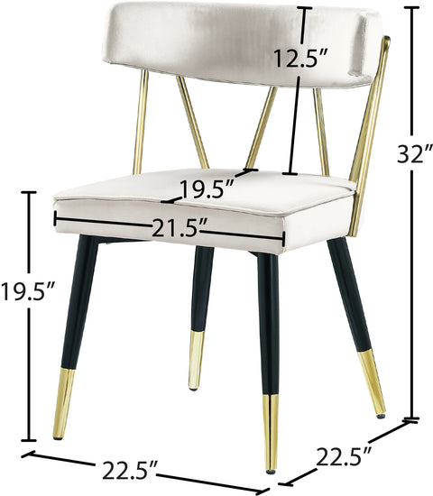Lennox Cream Velvet Upholstered Dining Chair, 2-Piece