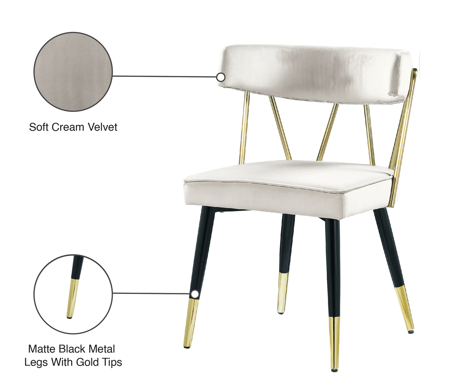 starburst cream velvet dining chair c