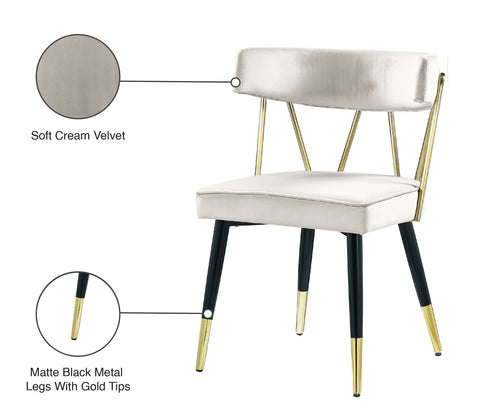 Lennox Cream Velvet Upholstered Dining Chair, 2-Piece