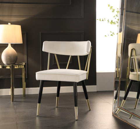 Lennox Cream Velvet Upholstered Dining Chair, 2-Piece