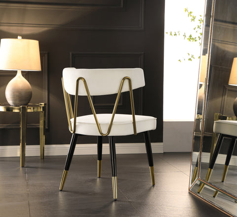 Lennox Cream Velvet Upholstered Dining Chair, 2-Piece