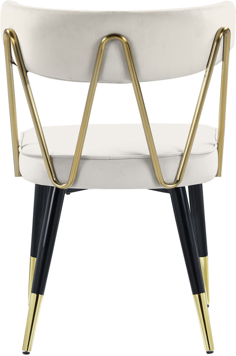 Lennox Cream Velvet Upholstered Dining Chair, 2-Piece