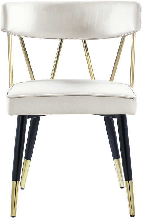 Lennox Cream Velvet Upholstered Dining Chair, 2-Piece