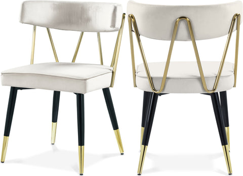 Lennox Cream Velvet Upholstered Dining Chair, 2-Piece
