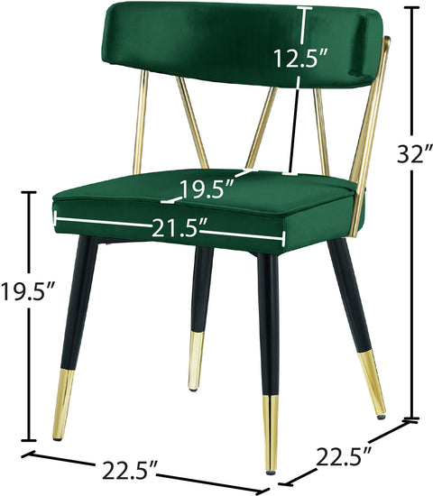 Lennox Green Velvet Upholstered Dining Chair, 2-Piece