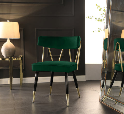 Lennox Green Velvet Upholstered Dining Chair, 2-Piece