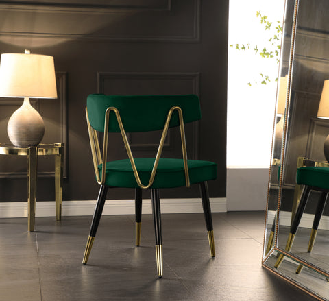 Lennox Green Velvet Upholstered Dining Chair, 2-Piece