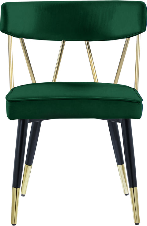 Lennox Green Velvet Upholstered Dining Chair, 2-Piece