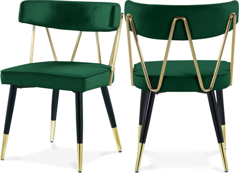 Lennox Green Velvet Upholstered Dining Chair, 2-Piece