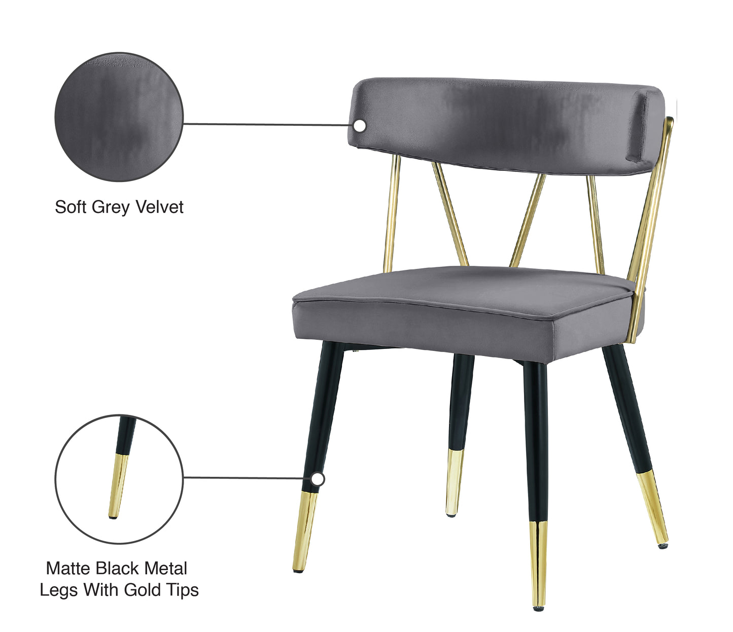 starburst grey velvet dining chair c