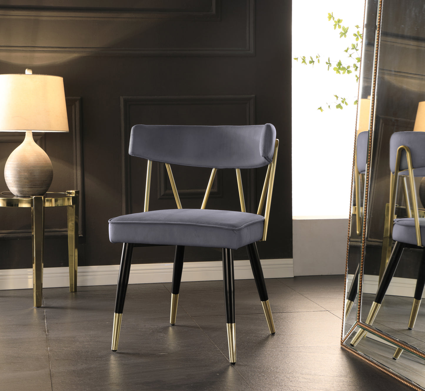 starburst grey velvet dining chair c