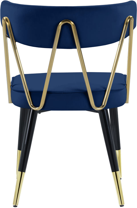 Lennox Navy Velvet Upholstered Dining Chair, 2-Piece