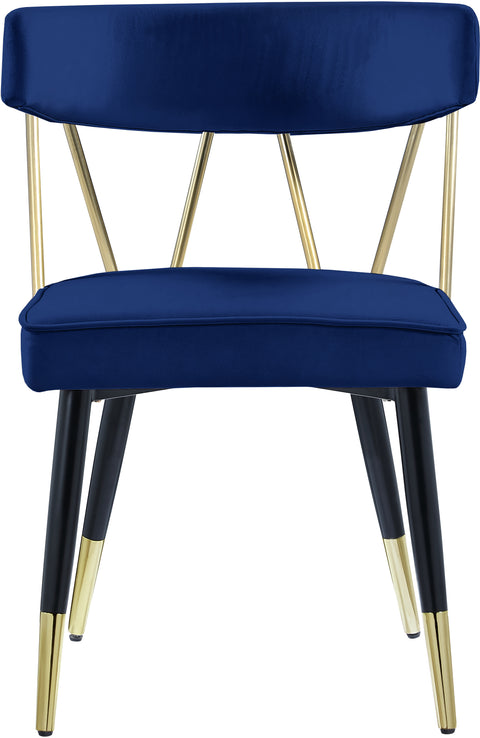 Lennox Navy Velvet Upholstered Dining Chair, 2-Piece