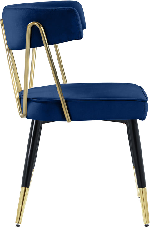 Lennox Navy Velvet Upholstered Dining Chair, 2-Piece