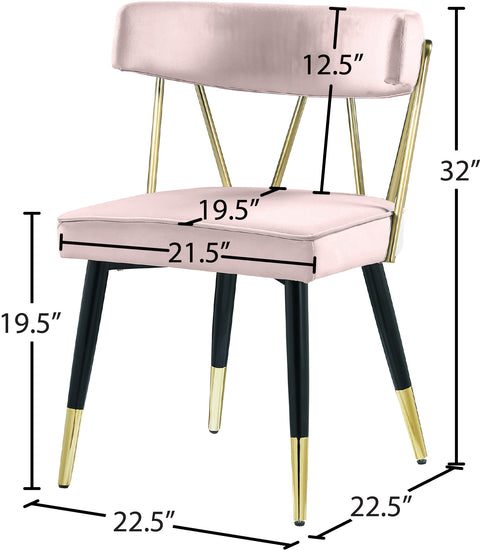 Lennox Pink Velvet Upholstered Dining Chair, 2-Piece