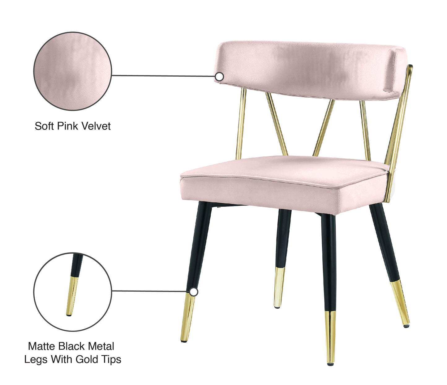 starburst pink velvet dining chair c