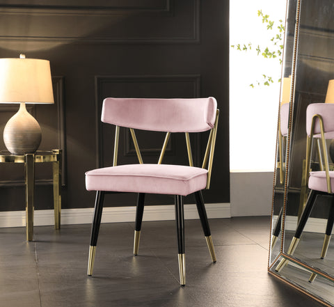 Lennox Pink Velvet Upholstered Dining Chair, 2-Piece