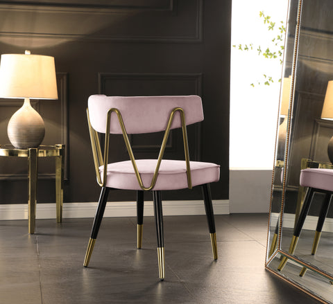 Lennox Pink Velvet Upholstered Dining Chair, 2-Piece