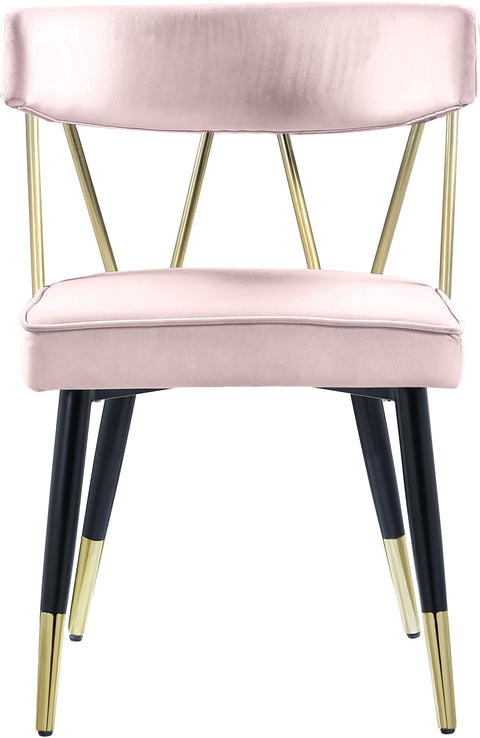 Lennox Pink Velvet Upholstered Dining Chair, 2-Piece