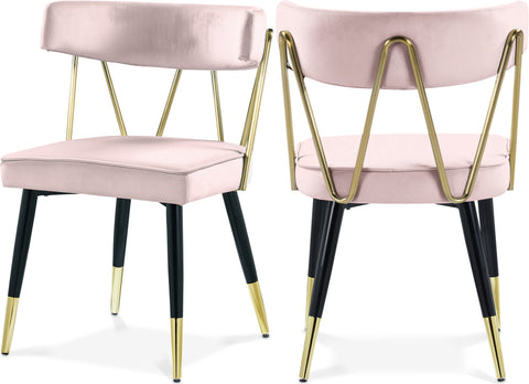 Lennox Pink Velvet Upholstered Dining Chair, 2-Piece