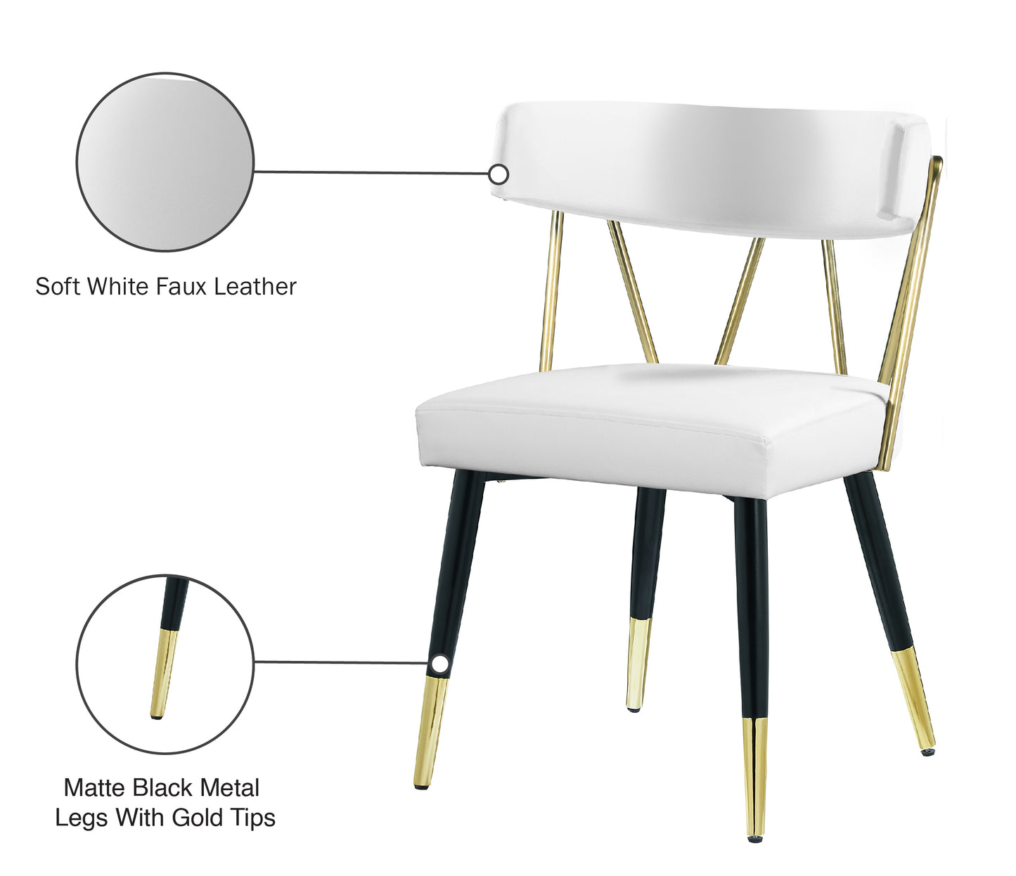 starburst white faux leather dining chair c