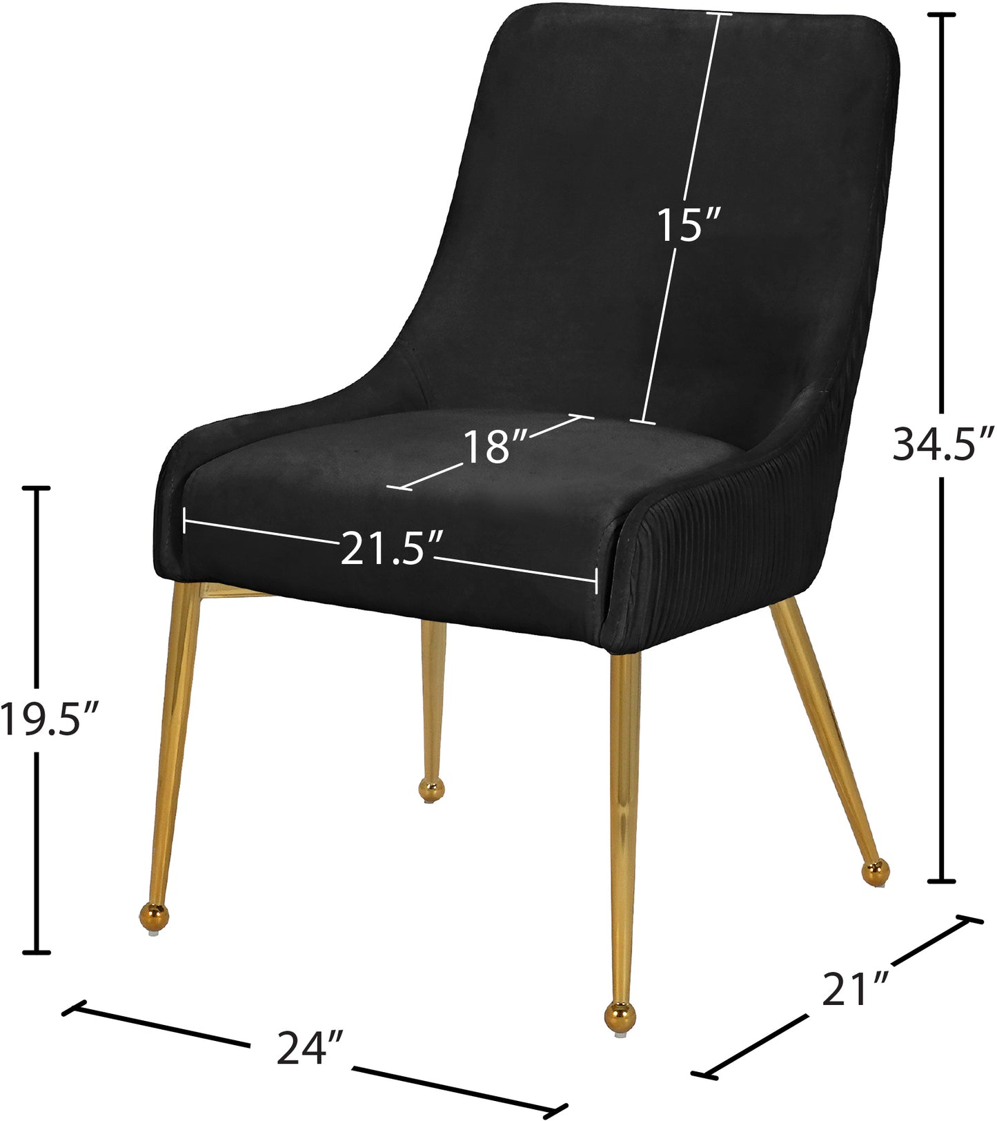 jive black velvet dining chair black