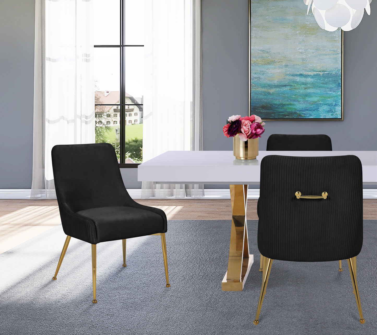 jive black velvet dining chair black