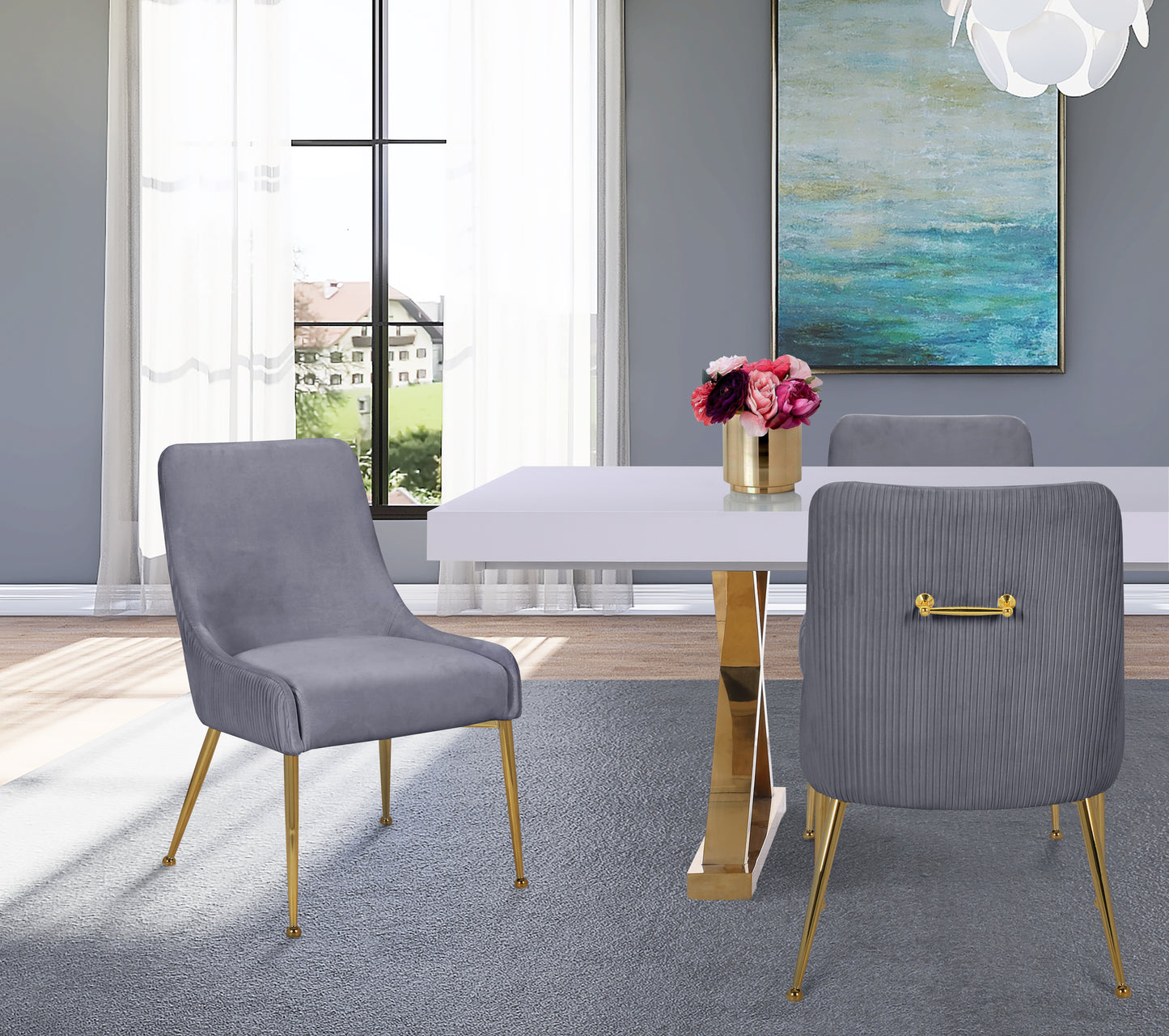 jive grey velvet dining chair grey