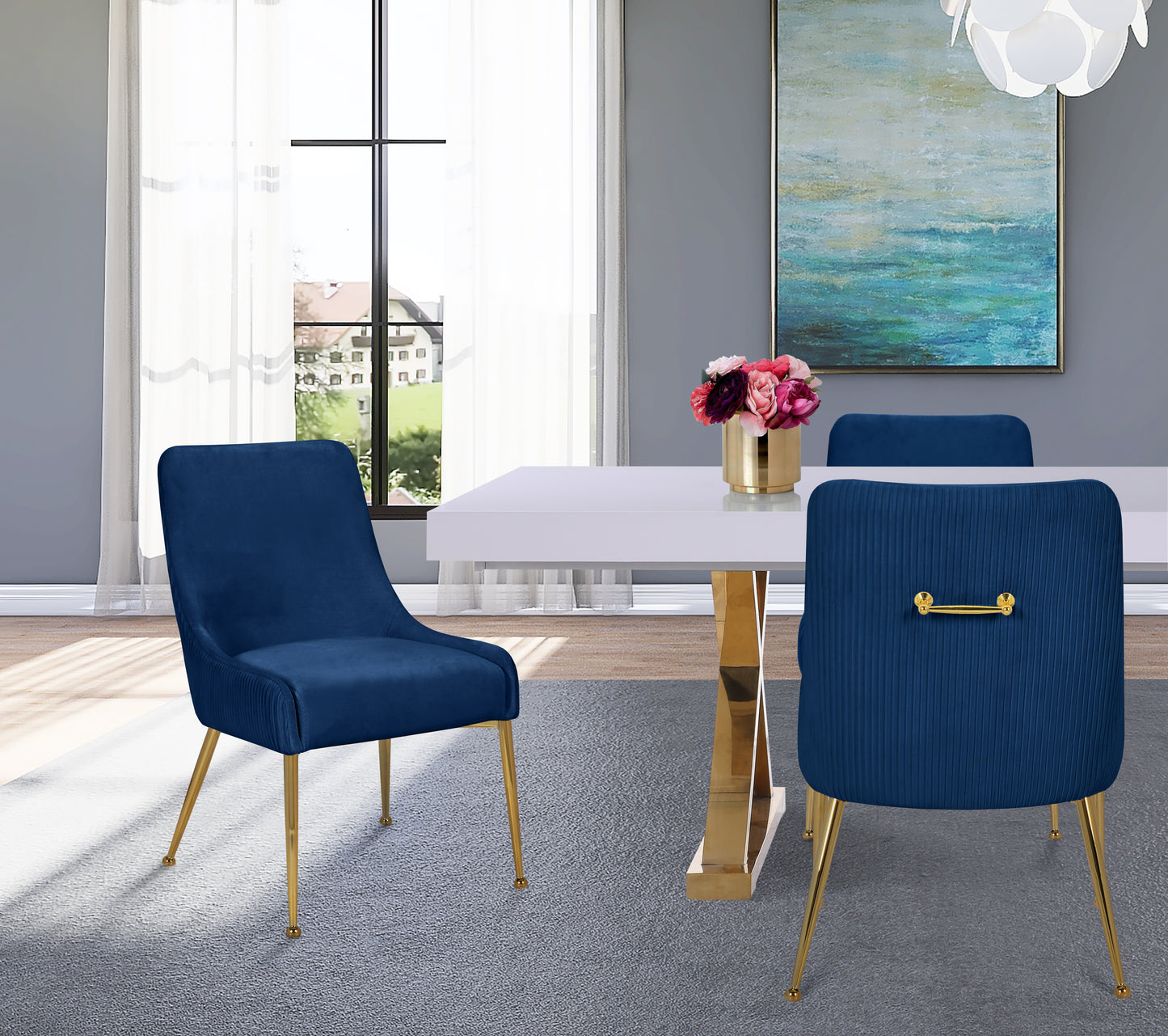 jace navy velvet dining chair