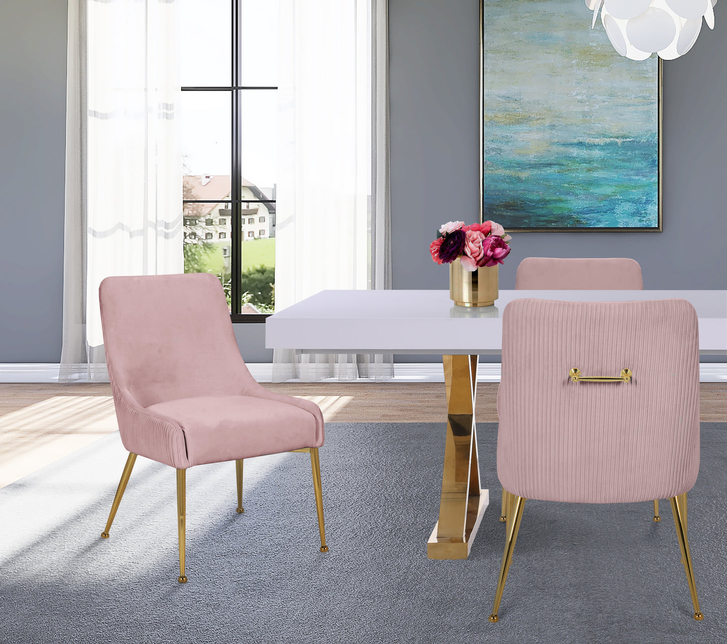 jive pink velvet dining chair pink