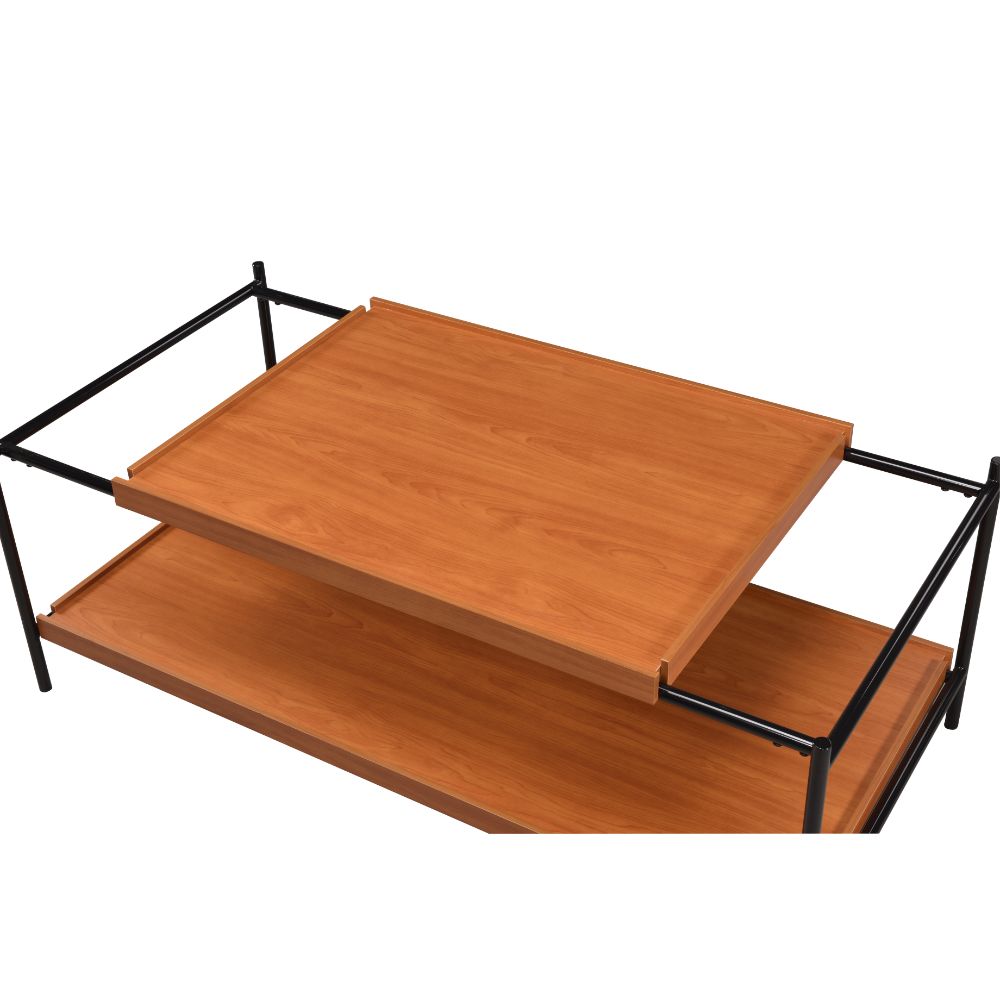 javas coffee table, honey oak & black finish